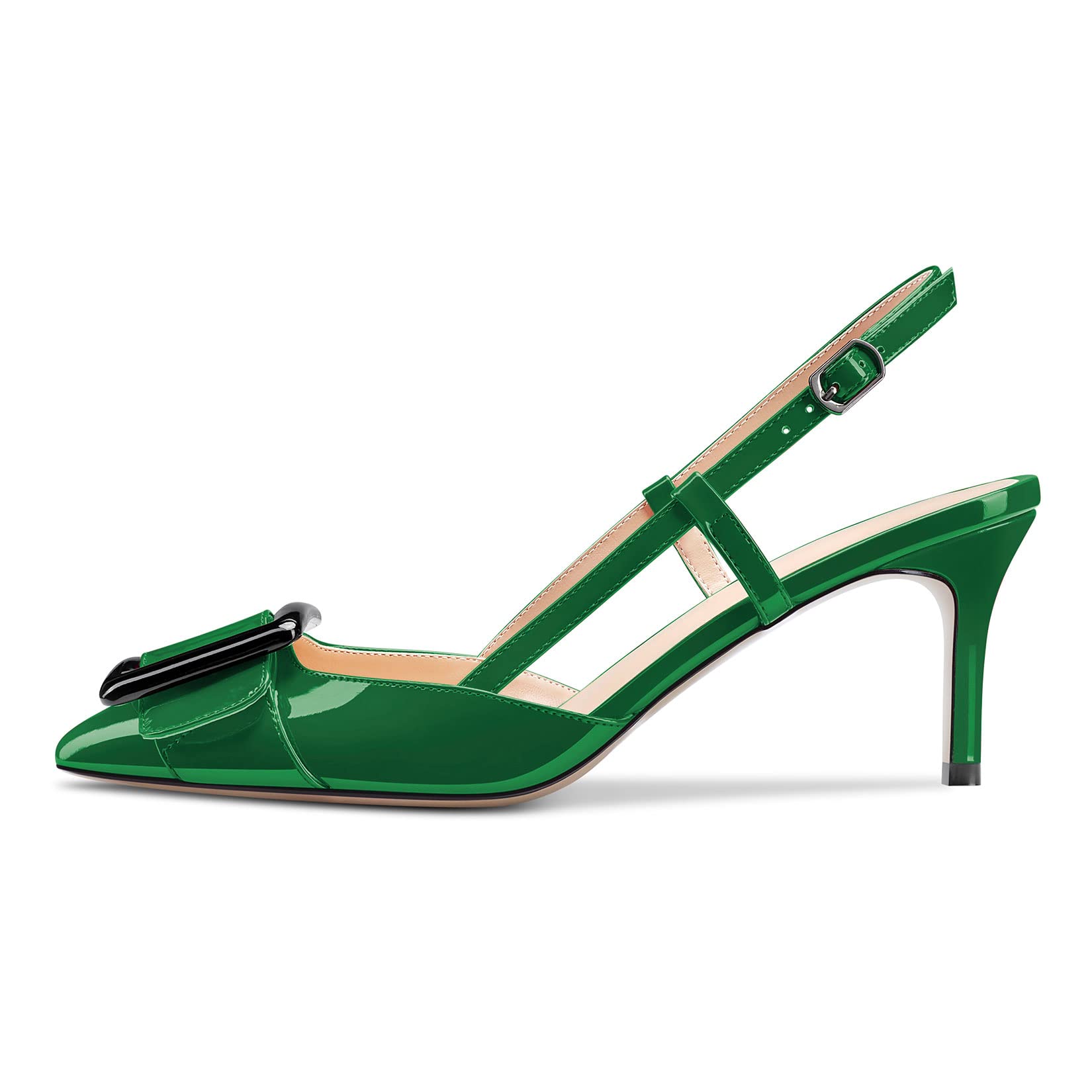 Castamere Women's Stiletto Mid Heel Pointed Toe Slip-On Pumps Slingback Bow Tie 