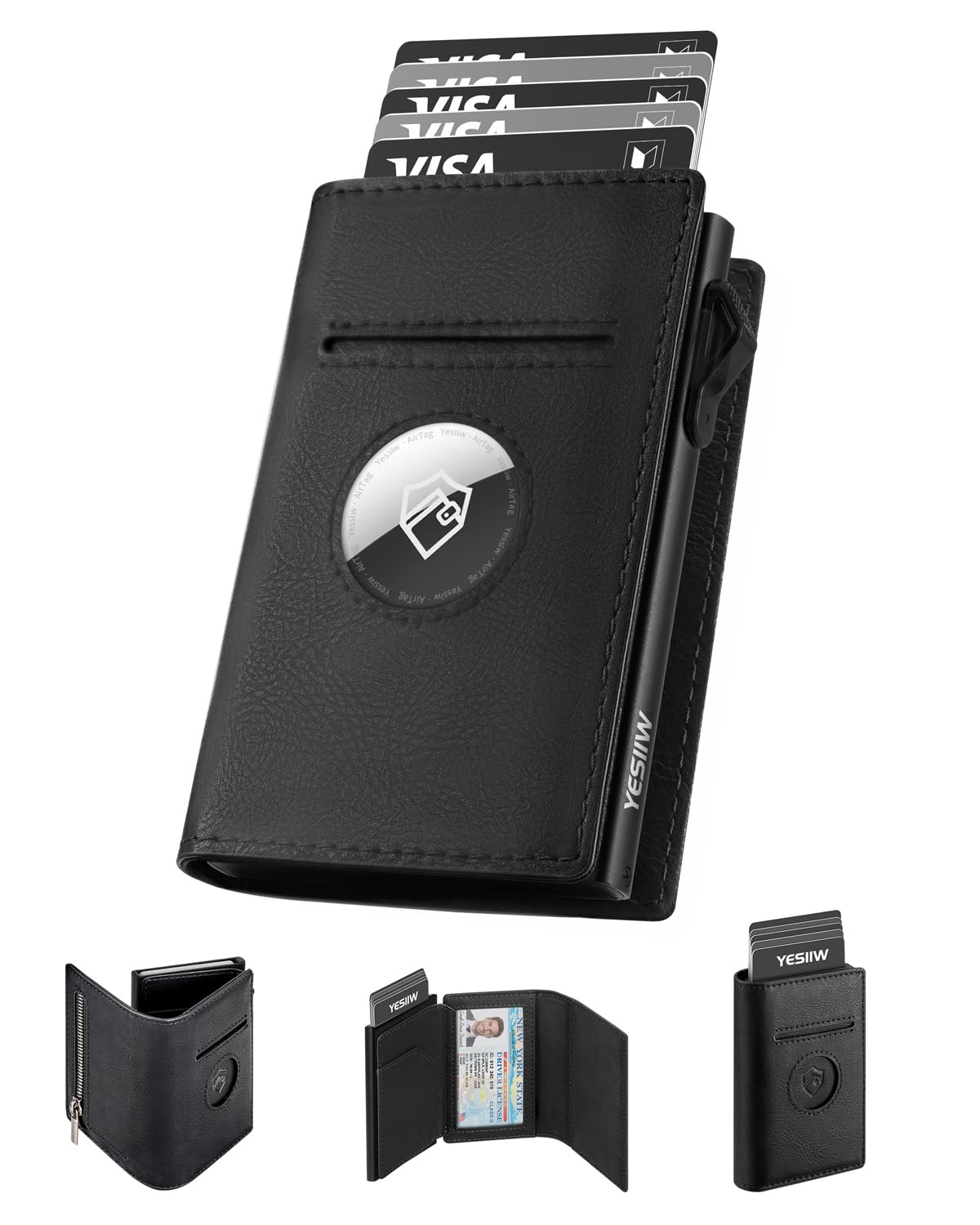 YESIIW Wallets for Men for AirTag, Men Slim Wallets for 9 Cards, Pop Up Credit C