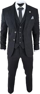 TruClothing.com Men's 3-Piece Suit Black Checked Vintage Retro Design 1920s Style