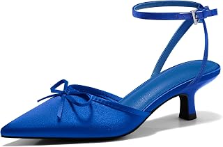 Coutgo Raso Gattino Tacchi Bassi con Fiocco Chiuso Punta Punta Corta Pompe Abito Festa di Nozze Scarpe