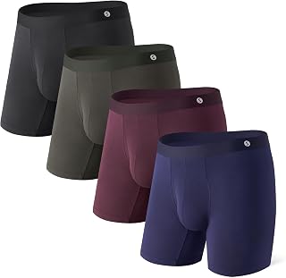 Separatec Men's Underwear Separate Pocket Breathable Micro Modal Boxer Briefs Seamless Soft Flap 4 Pack