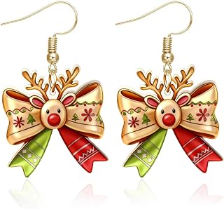 Christmas Dangle Earrings for Women Pearl Christmas Tree Candy Red Bow Snowflake Earrings Xams Holiday Earring Stocking Stuffer Jewelry Gift