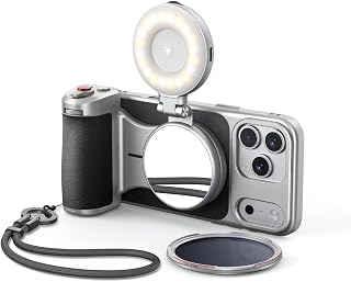 【Only for iPhone 17 Pro】 TELESIN Master Grip Kit, Magnetic Grip for iPhone 17 Pro with C03 Selfie Light+UV Filter+CPL Filter, Creator Kit Built-in 3200mAh Battery, Wireless Charging