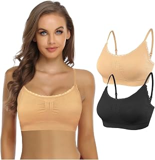 3 Pack Women Padded Bralettes Wireless Sports Comfortable Seamless Bralettes with Adjustable Strap