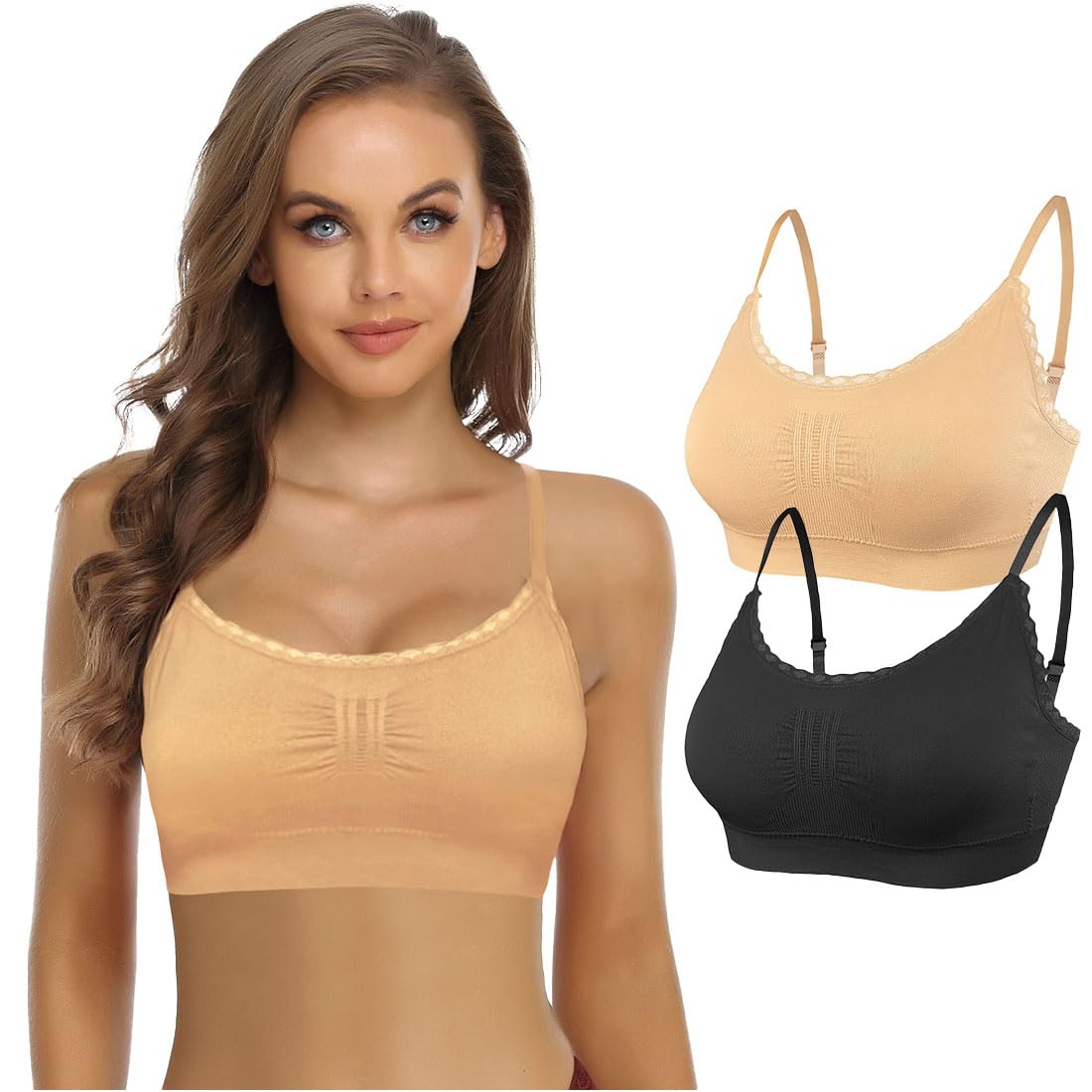 3 Pack Women Padded Bralettes Wireless Sports Comfortable Seamless Bralettes wit