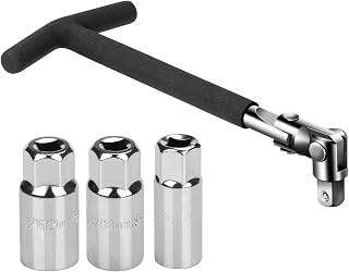 Sukudon Universal 16mm 18mm 21mm Spark Plug Wrench Set, 4-Piece T-Handle 1/2" Drive Spark Plug Socket Tool Kit for Car, Motorcycle, ATV, Lawn Mower, Made of Chrome Vanadium Steel