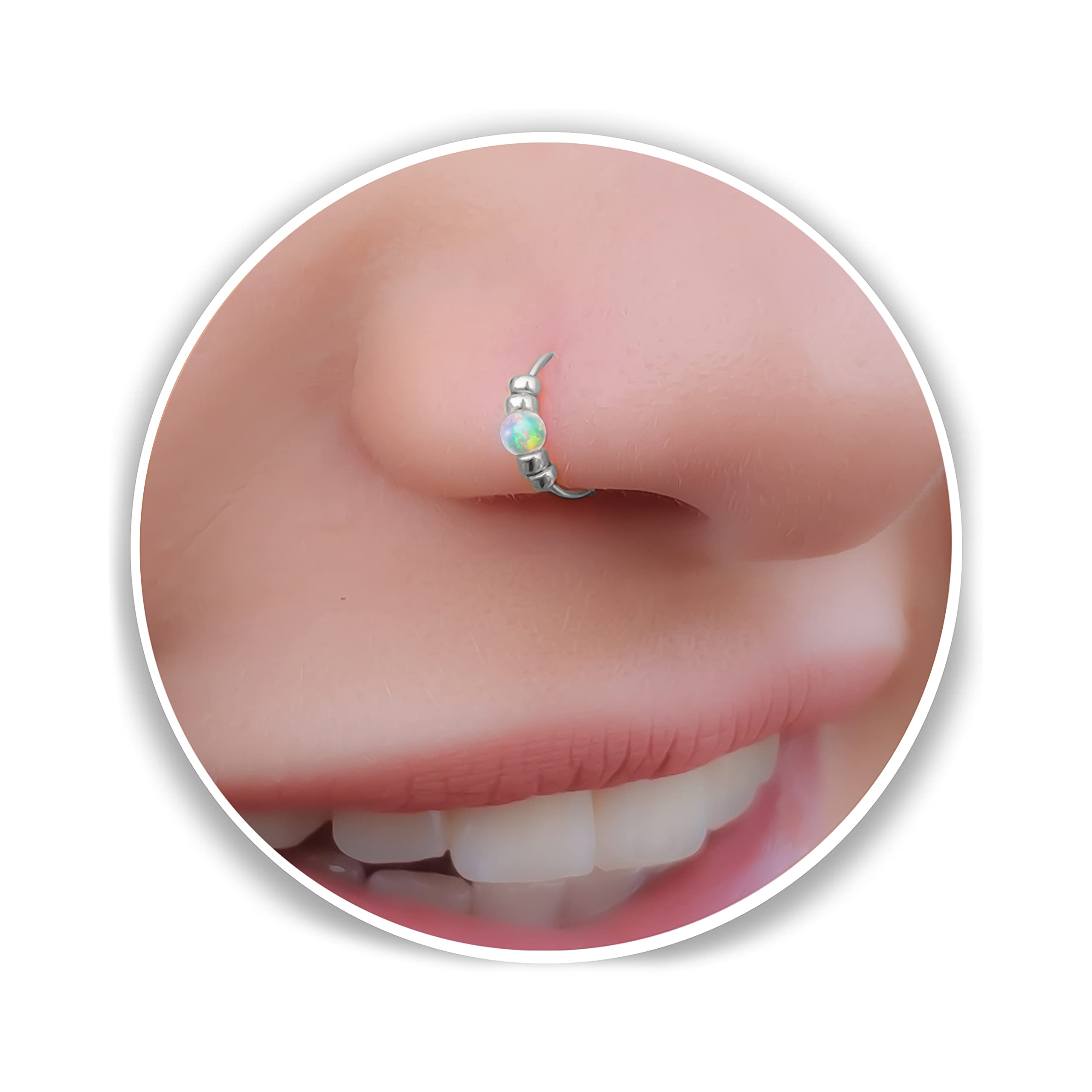 Ultra Thin Opal Nose Ring