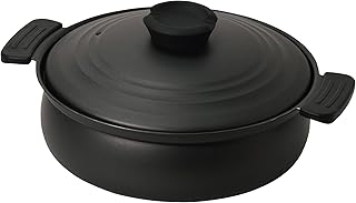 Pearl Metal Lightweight Tabletop Pot, Soil Pot Style, 9.4 inches (24 cm), IH Compatible, Fluorine Coating, Black HC-465