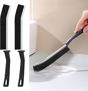 Set of 2 Narrow Crevice Cleaning Brush with Stiff Bristles and Handle for Home Detailed Cleaning - Black