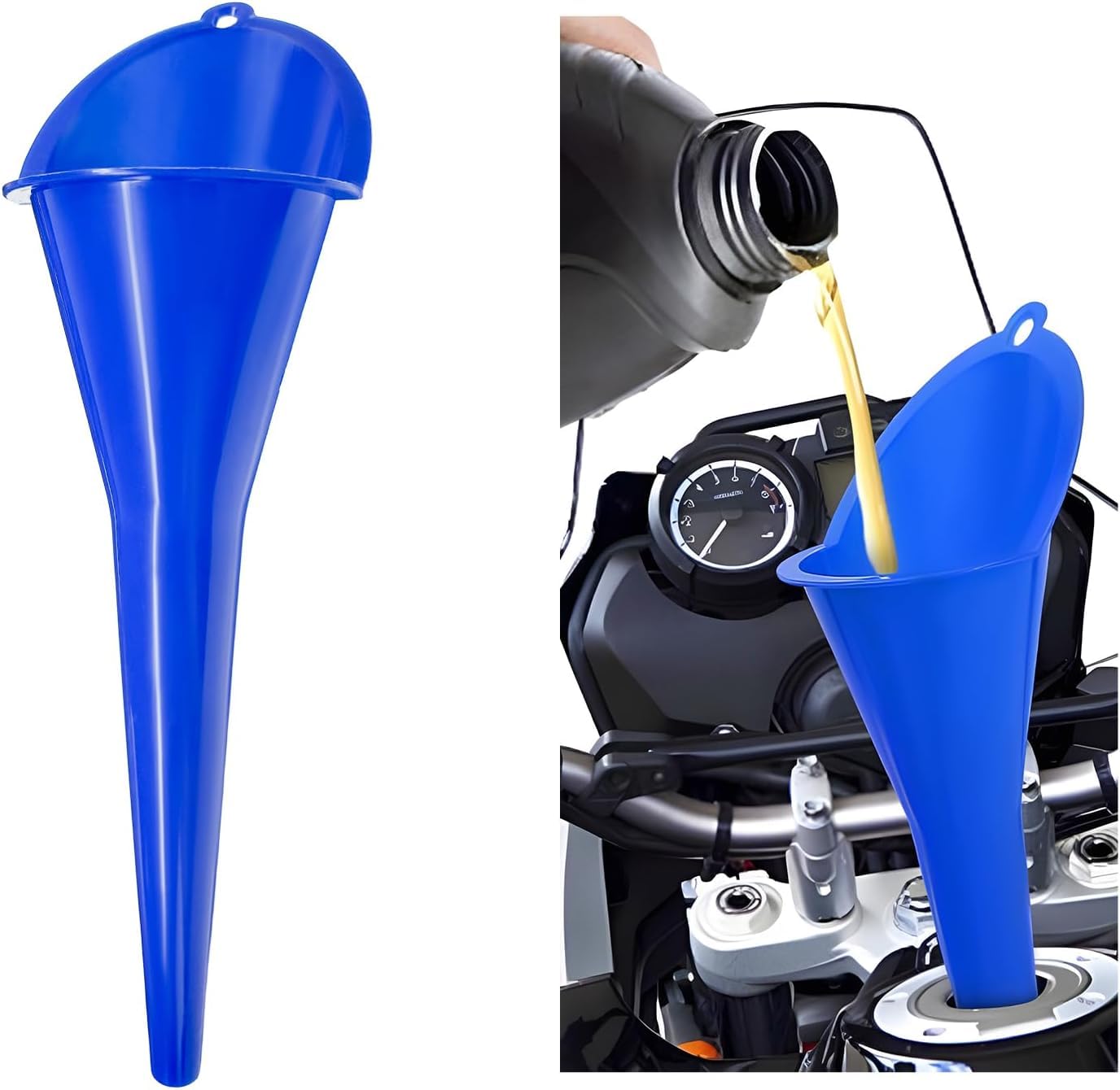 Long-Neck Oil Funnel for Automotive – Multi-Function Plastic Funnel for Oil, Gas