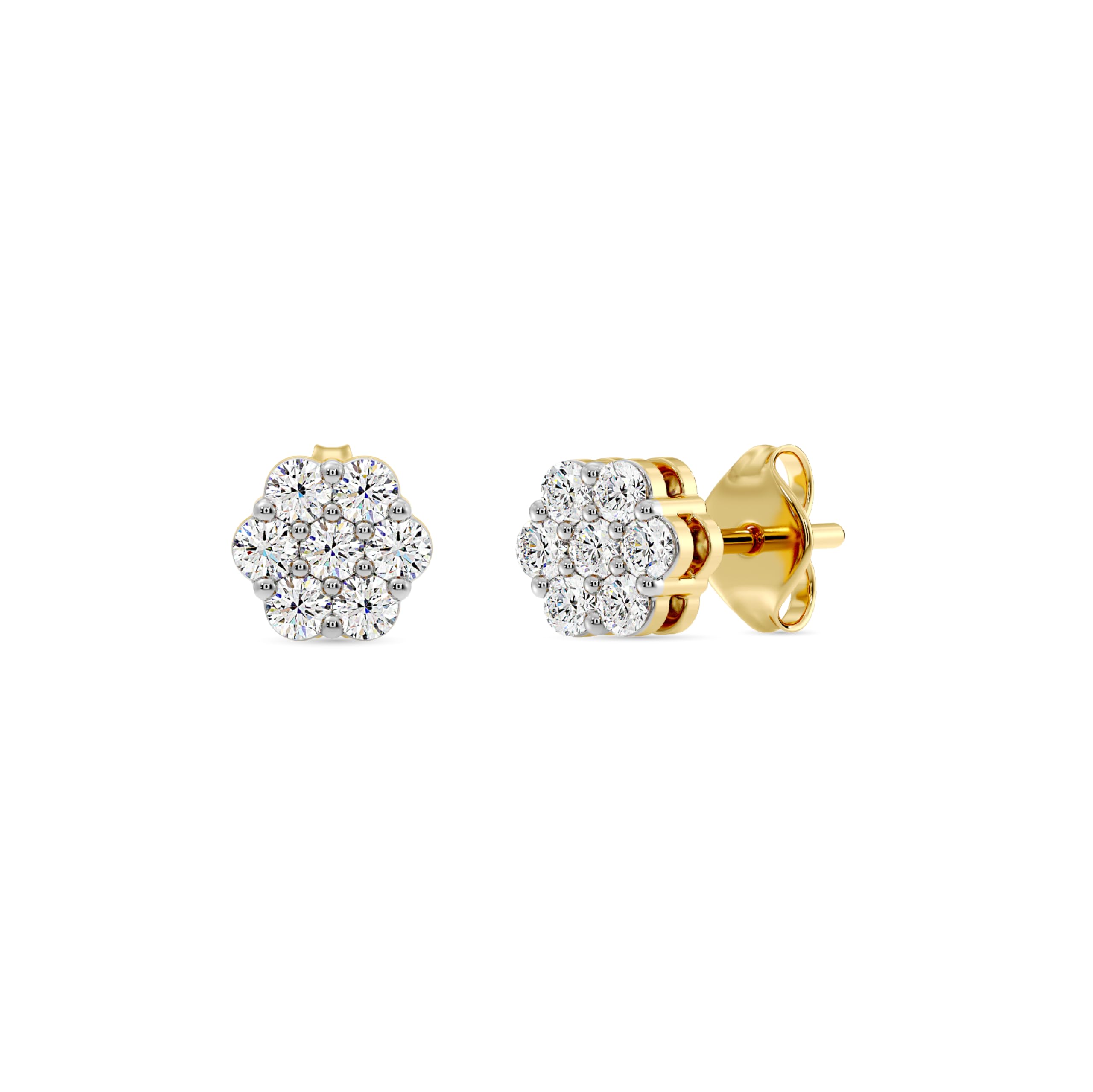 Gilded Lab-Grown Diamond 7 Stone Flower Earrings for Women in 925 Sterling Silve