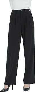 Tronjori Women High Waist Casual Straight Leg Trousers Office Work Trousers Work Trousers Sweatpants Elastic Waist