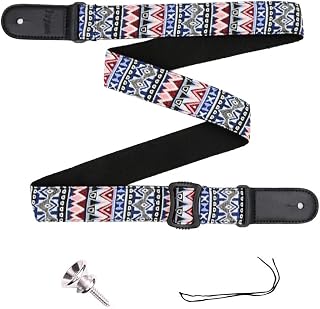 [Rayzm] 100% Cotton Guitar Strap/Acoustic Guitar/Electric Guitar/Bass Straps, Classic Style Strap, with Pick Pocket & Nylon Drawstring, Sturdy and Durable, Adjustable Length
