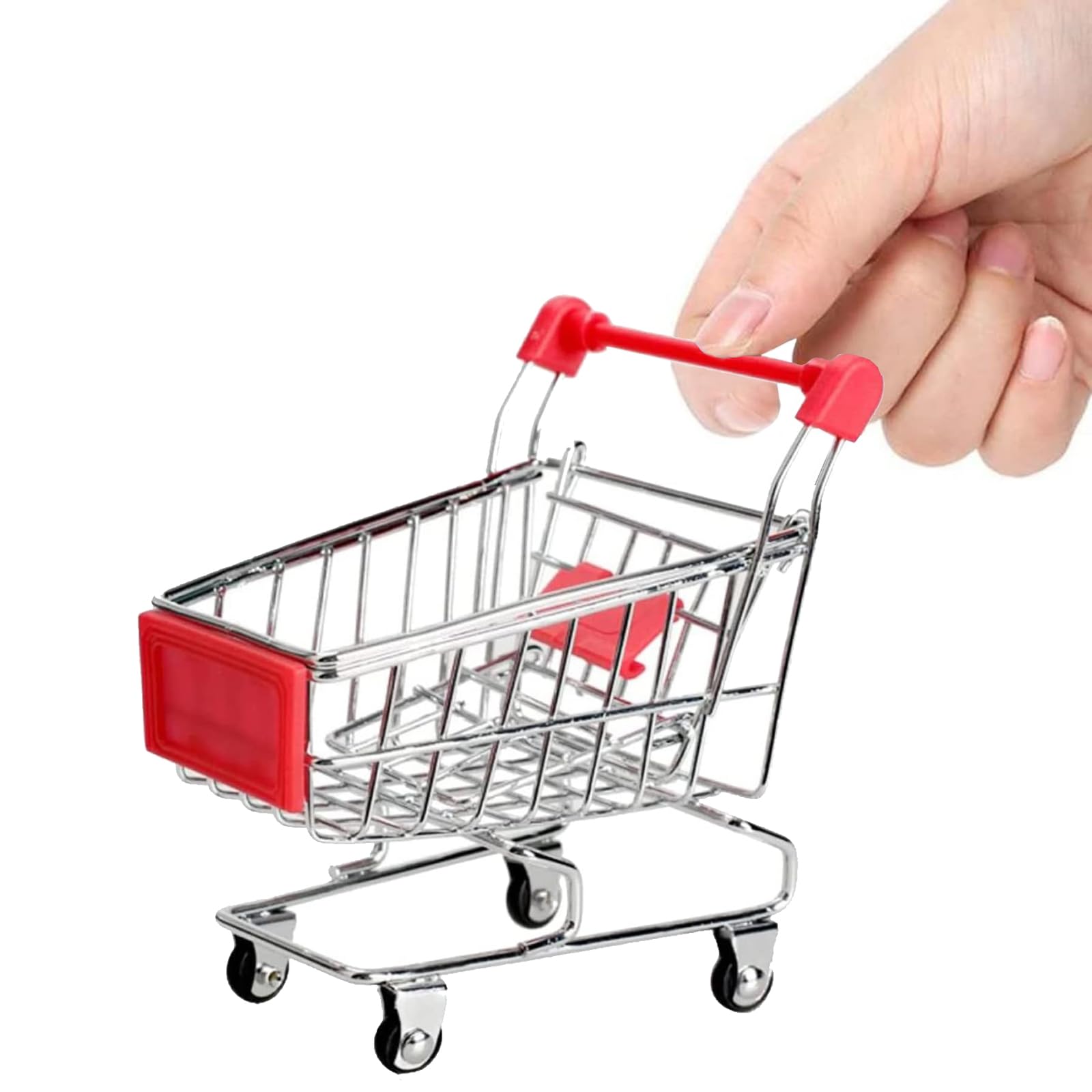 kxkxvovo Mini Shopping Cart, Red, Durable, Perfect for Role Play, Storage, and D