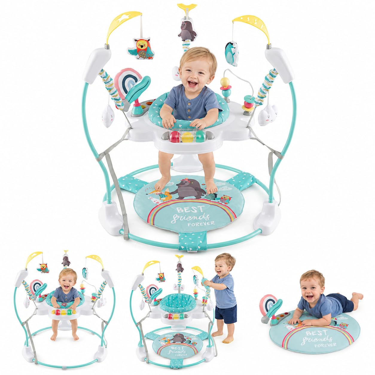 HONEY JOY Baby Bouncer Activity Center, Infant Jumper and Table w/ 360° Rotary S