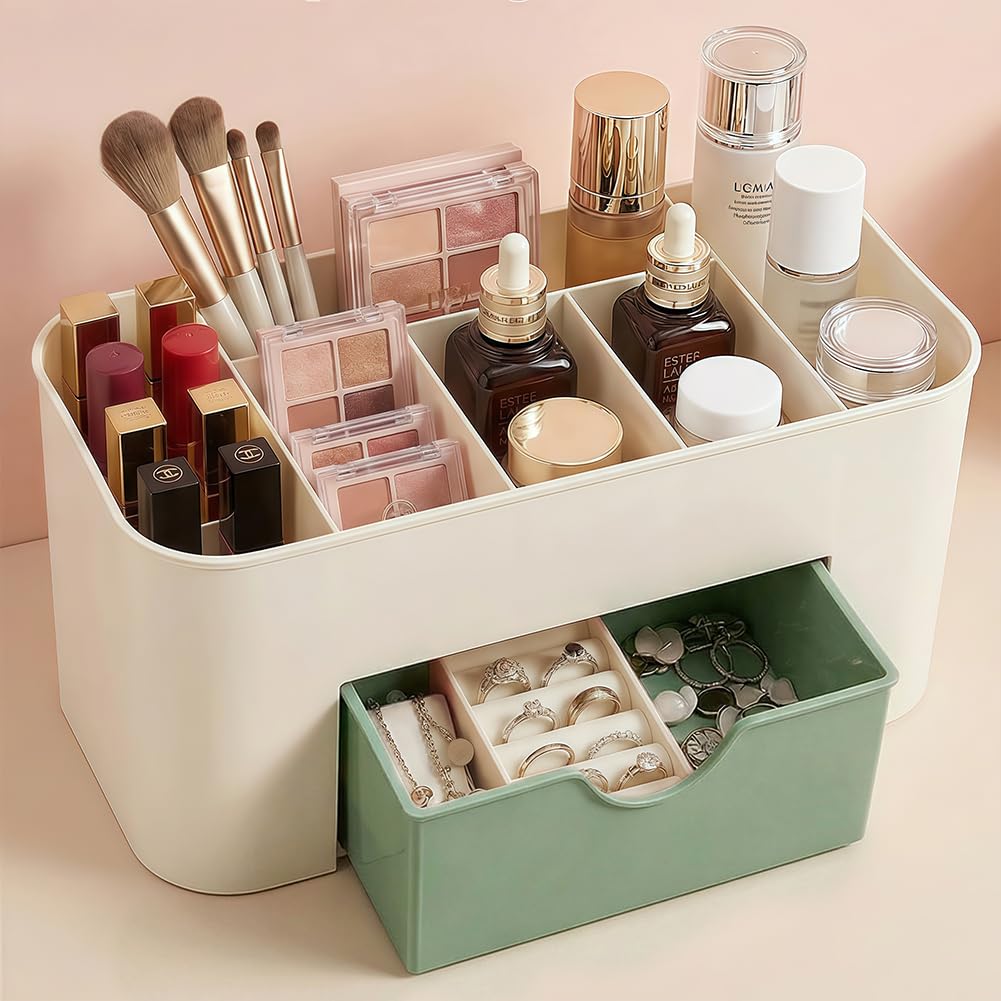 Large Capacity Makeup Organizer for Bathroom Bedroom, Cosmetic Storage Box with 