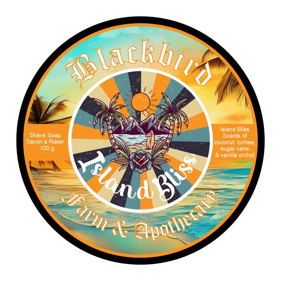 Blackbird Farm & Apothecary Traditional Shaving Soap for Men & Women, Island Bli