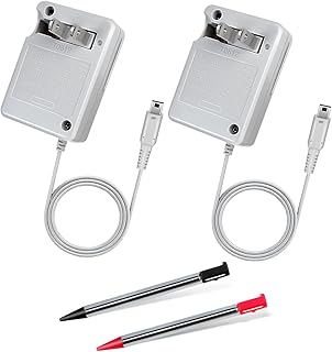 3DS Charger, Compatible with Nintendo 3DS/ DSi/DSi XL/ 2DS/ 2DS XL/New 3DS 100-240V Wall Plug Adapter with Stylus Pen 2 Pack