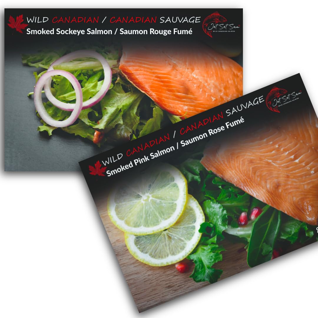 Wild Caught Canadian Pacific Smoked Sockeye Salmon and Pink Salmon Filet 2 Pack 