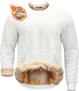 Men's Sherpa Lined Sweatshirts Heavyweight Fleece Pullover with Pocket