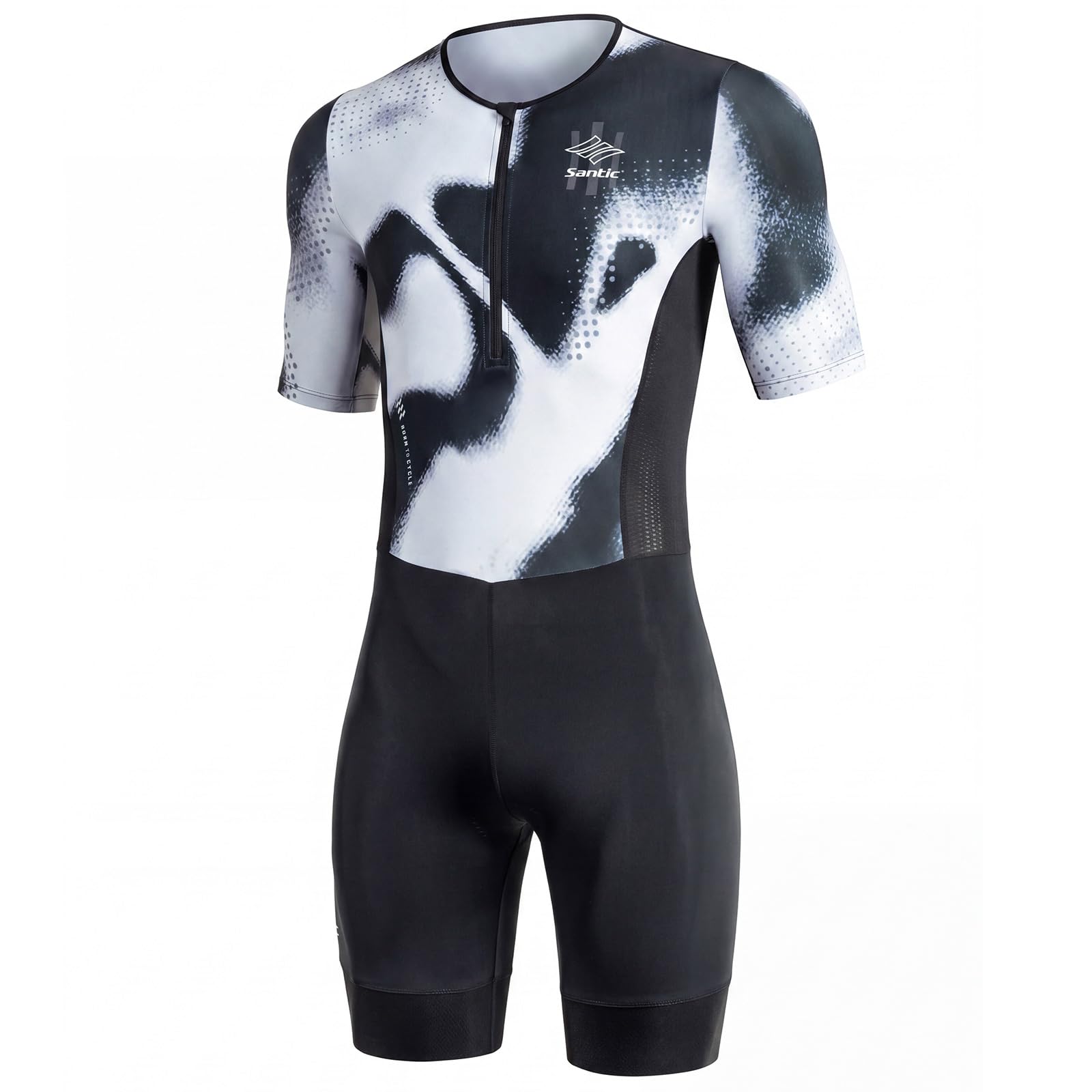 Santic Men's Short Sleeve Triathlon Suit for Swimming Cycling Running