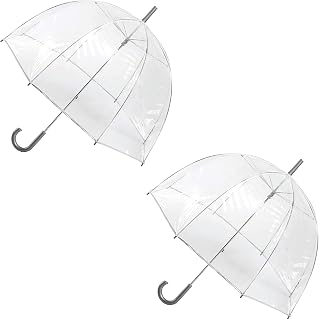 Totes Adult Bubble Umbrella with Dome Canopy and Lightweight Wind and Rain Protection
