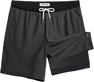 maamgic Men's Slim Fit 7 Inch Quick Dry Swimming Trunks with Mesh Lining