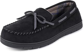 ULTRAIDEAS Luke - Pantuflas tipo mocasín de microgamuza para hombre