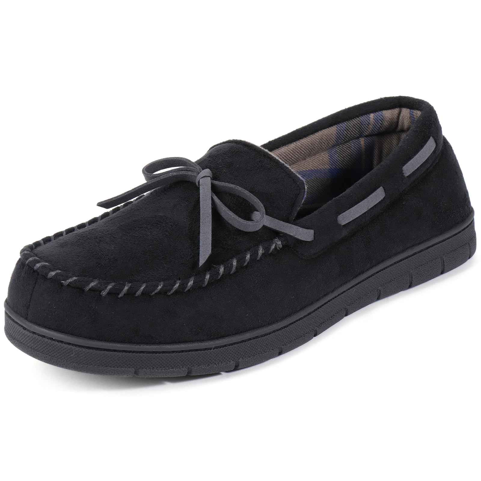 ULTRAIDEAS Luke - Pantuflas tipo mocasín de microgamuza para hombre