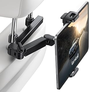 Lamicall Car Headrest Tablet Holder - [Extension Arm] Adjustable iPad Car Mount for Back Seat, Road Trip Essentials for Kids, 4.7-11" Tablet iPad Pro, Air, Mini, Galaxy, Fire, iPhone Duo, Black