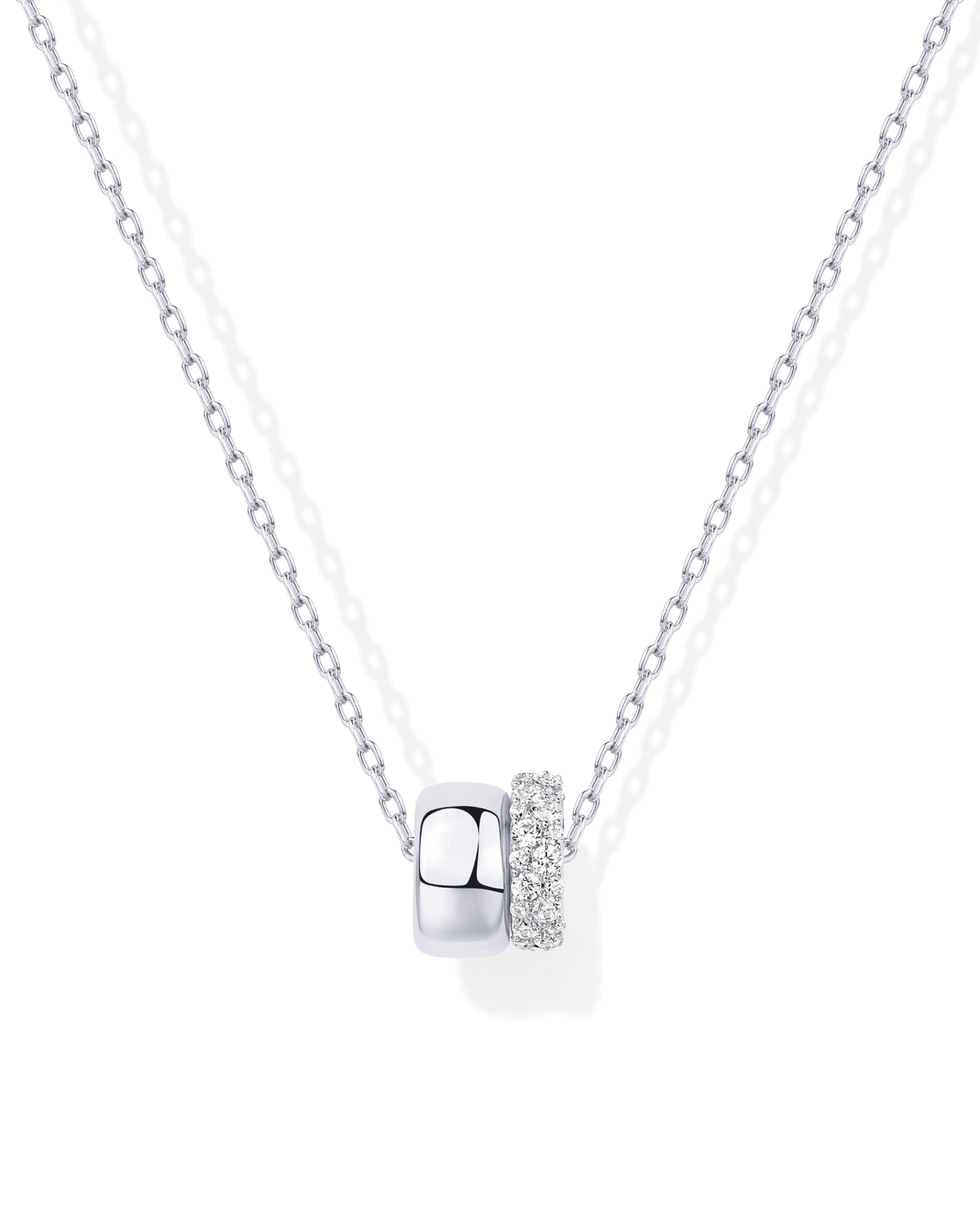 PAVOI 14K Gold Plated Pendant Necklace for Women, CZ Rondelle Pendants