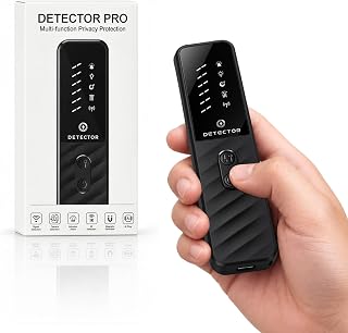 WJOWJO Hidden Camera Detector, Privacy Scanner for Bug, GPS Tracker & Wireless Signal, Portable RF Detector Privacy Protector for Travel, Hotel, Car & Office (Oil Black)