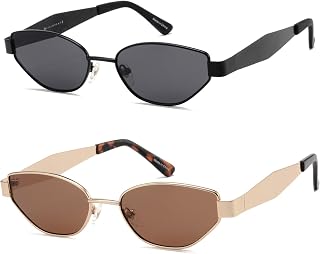 Retro Oval Cat Eye Sunglasses Womens Trendy Metal Shades CA2249