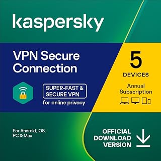 Kaspersky Secure Connection | 5 Devices | 1 User | 1 Year | PC/Mac/Mobile | Amazon Subscription - Annual Auto-Renewal