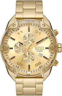 Diesel Spiked Uhr für Männer, Quarz-Chronographenwerk mit Edelstahlarmband