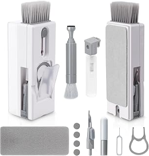 Alyvisun Keyboard Cleaning Kit, 11 in 1 Multifunctional PC Keyboard Cleaner, Keyboard Cleaner Tool Brush, for Tablets, Phones, Computers, Headphones, Grey