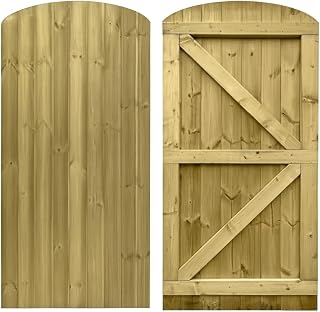 Heavy Duty Wooden Featheredge Dome Top Garden Gate 6ft (H) (180cm) - Pressure Treated Pedestrian Side Gate- Curved Top Z-Frame - Made in UK - Multiple Widths 60cm to 120cm (90cm)