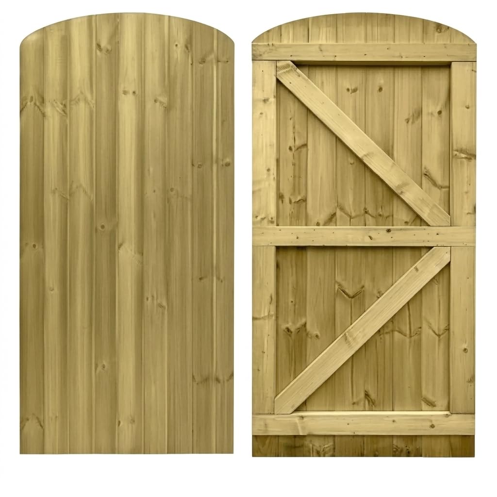 Heavy Duty Wooden Featheredge Dome Top Garden Gate 6ft (H) (180cm) - Pressure Tr