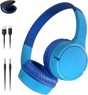 Belkin SoundForm Mini Kids Headphones, Wireless & Wired, 30H Playtime, Case | Headphones for Kids with Case, Built-in Microphone, 85dB Volume Limit, for School, Classroom, Travel, iPad, Android Tablet