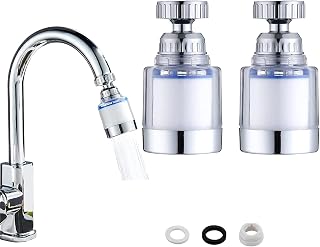2 Pack Water Faucet Filters,Tap Water Filter for UK Taps Hard Water,Faucet Water Purifier to Remove Fluorinated Chlorine Heavy Metal Hard Water in Home Kitchen and Bathroom,360° Swivel