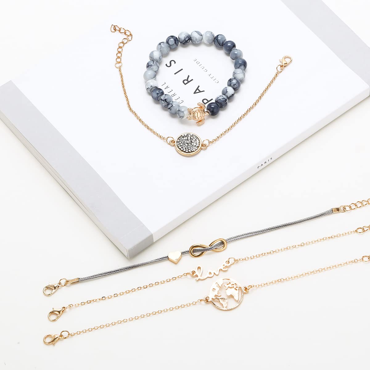 Braccialetti impilabili con perline a strati per le donne set regalo di gioielli