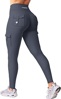 YEOREO CoreFlex Workout Cargo Leggings with Pockets for Women Hidden Scrunch Butt Lifting Leggings Gym Yoga Pants