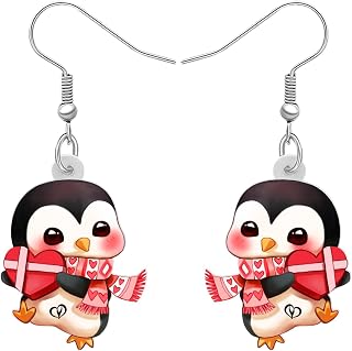 Acrylic Penguin Dangle Earrings for Women Winter Accessories
