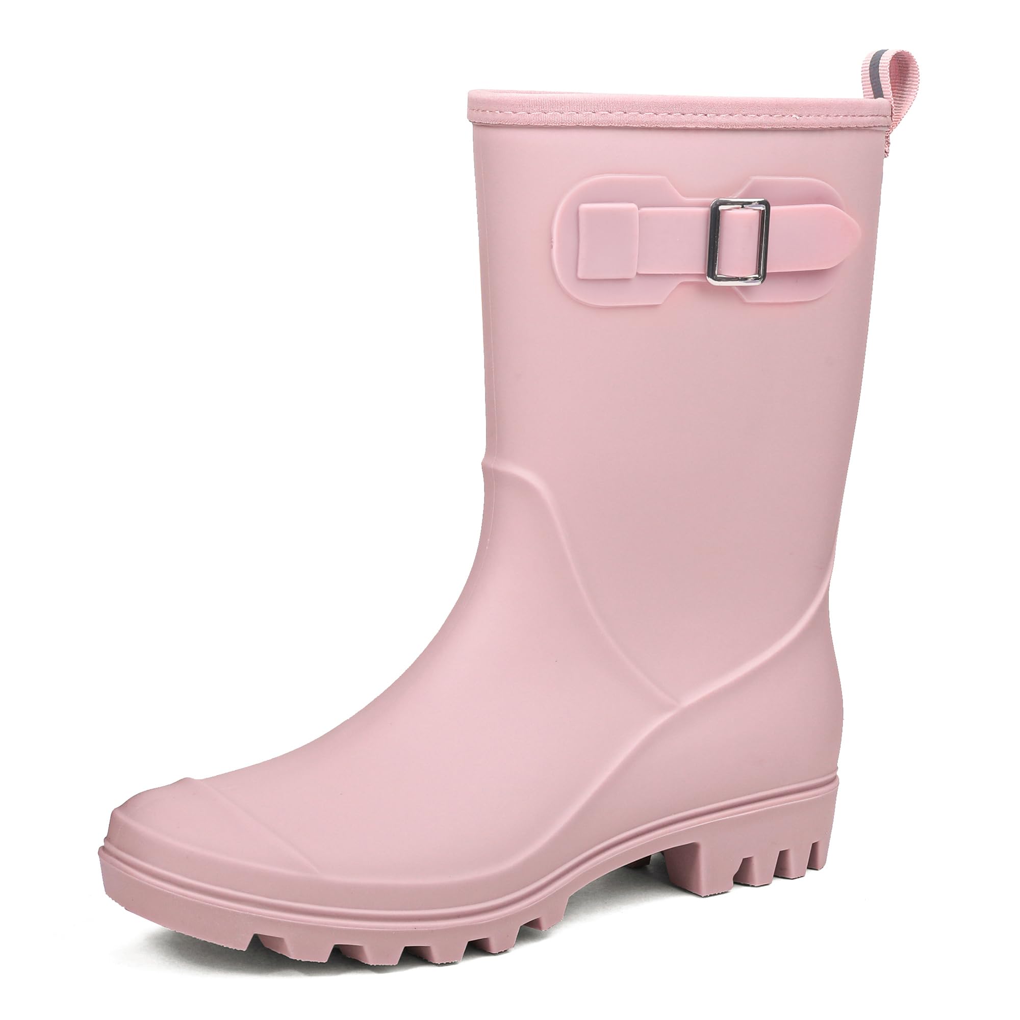 DKSUKO Women's Waterproof Rain Boots Mid Calf Rubber Garden Shoes