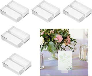5 Pcs 3cm Clear Acrylic Place Card Holder Place Card Holder Place Card Photo Memo Menu Labels 30x25mm
