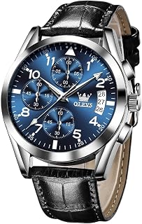 OLEVS Mens Watches Brown Leather Gold Case Analog Quartz Fashion Business Day Date Luminous Waterproof Casual Watches for Men