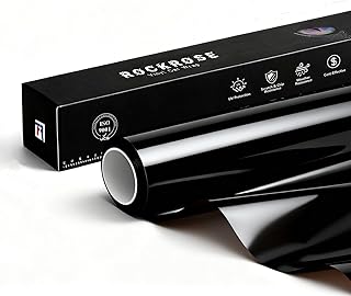 RockRose 2026 Ultra Gloss Black Vinyl Wrap for Cars 12 in x 5FT - Self Adhesive Car Wrap Vinyl Roll, Anti-Wrinkle &amp; Air Release, Durable Piano Black Gloss Finish for Exterior &amp; Interior