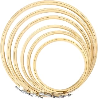 Caydo 6 Pieces Embroidery Hoop Set, 4 inch to 10 inch | Bamboo Circle Cross Stitch Hoop Ring for Embroidery and Cross Stitch