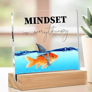 Inspirational Acrylic Sign, Motivational Mind Set Clear Desk Decor Sign with Stand, Gifts for Women, Men, Entrepreneurs, Coworkers, Self Improvement Positive Affirmation Table Desk, Office Home Decor