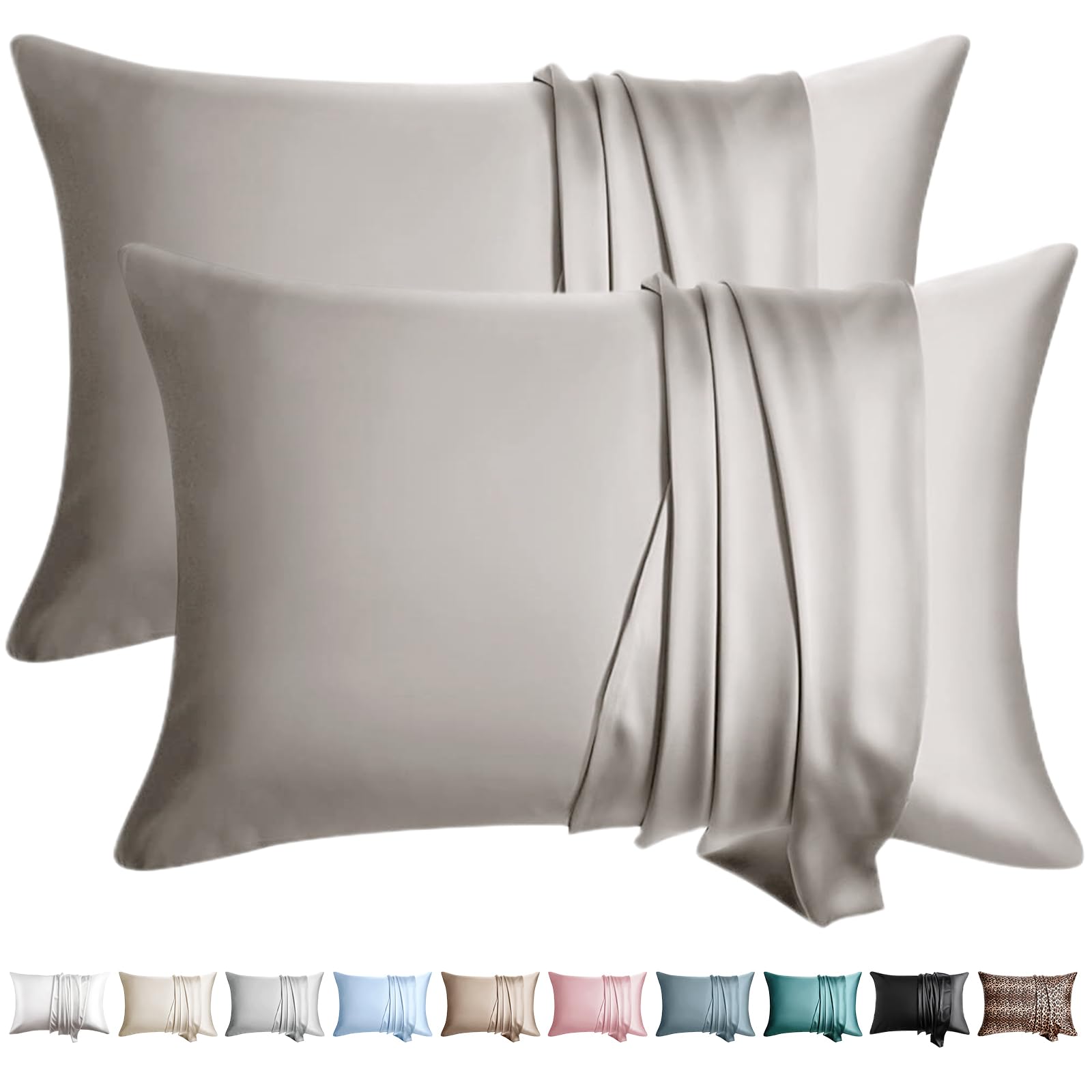 Silk Pillow Cases 2 Pack King Size Mulberry Silk Pillowcase for Hair and Skin Hi